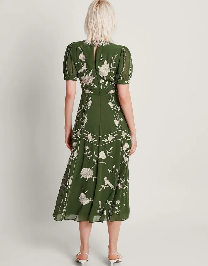 Women Grace Embroidered Dress Green Monsoon Occasionwear