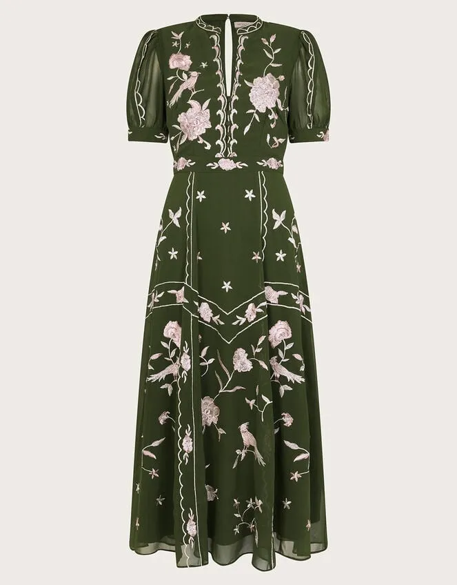 Women Grace Embroidered Dress Green Monsoon Occasionwear