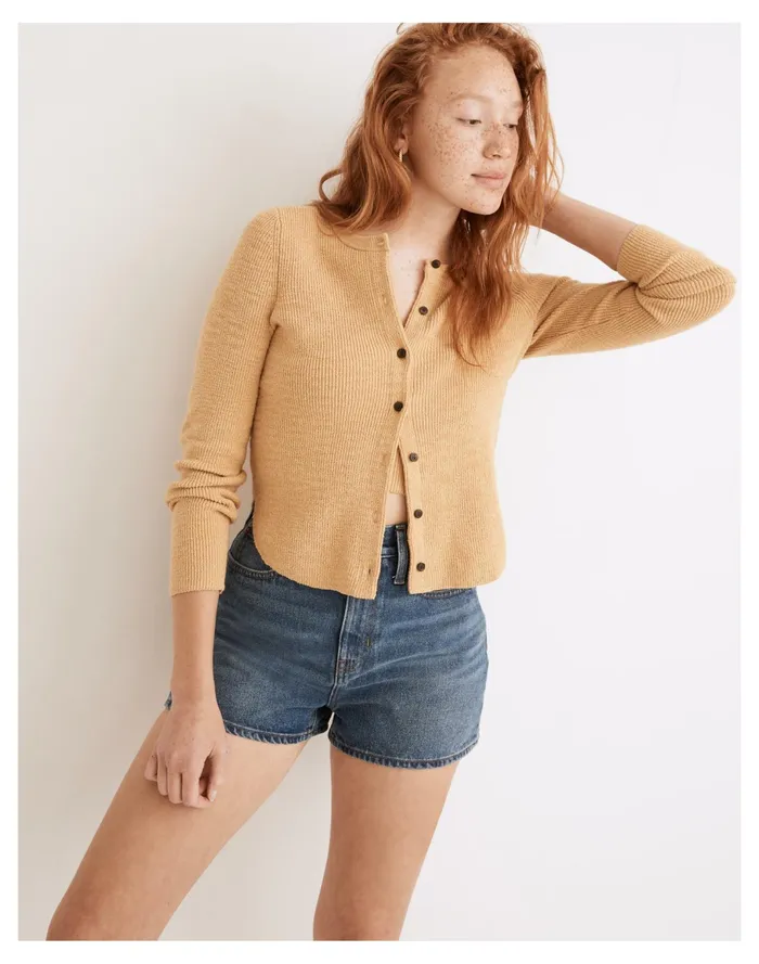 Women Halstead Cardigan Sweater Autumn Gold Madewell Sweaters