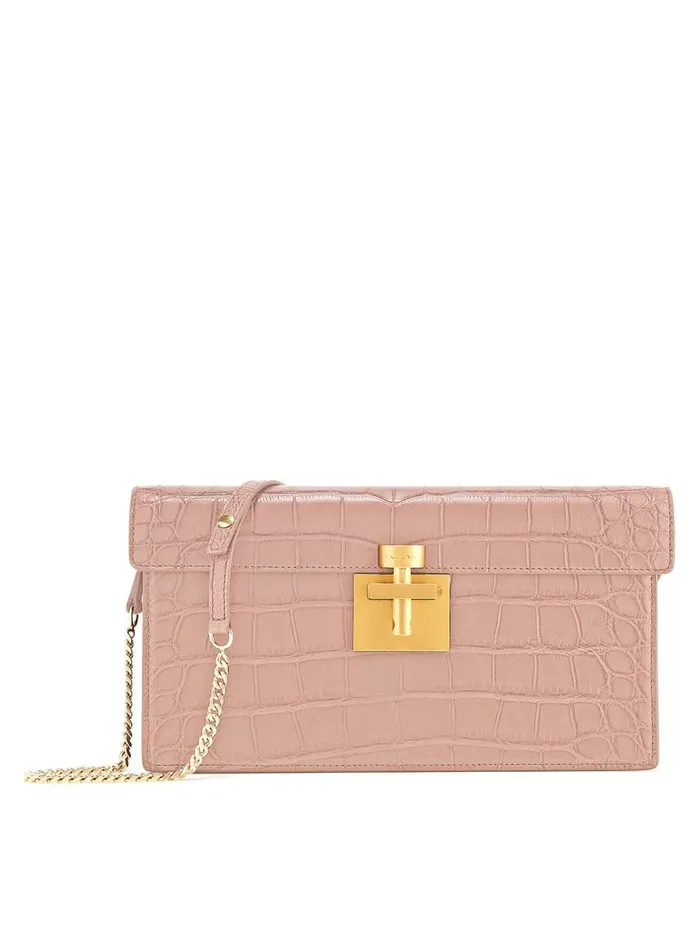 Women Handbags Oscar De La Renta Blush Alligator Alibi Clutch Blush