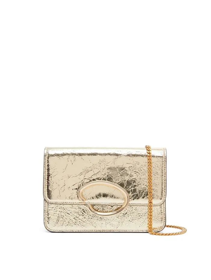 Women Handbags Oscar De La Renta Crinkle Metallic O Pochette Champagne