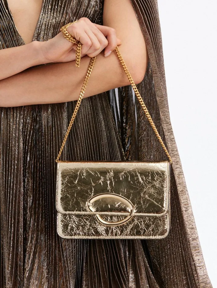 Women Handbags Oscar De La Renta Crinkle Metallic O Pochette Champagne Women Handbags Oscar De La Renta Crinkle Metallic O Pochette Champagne