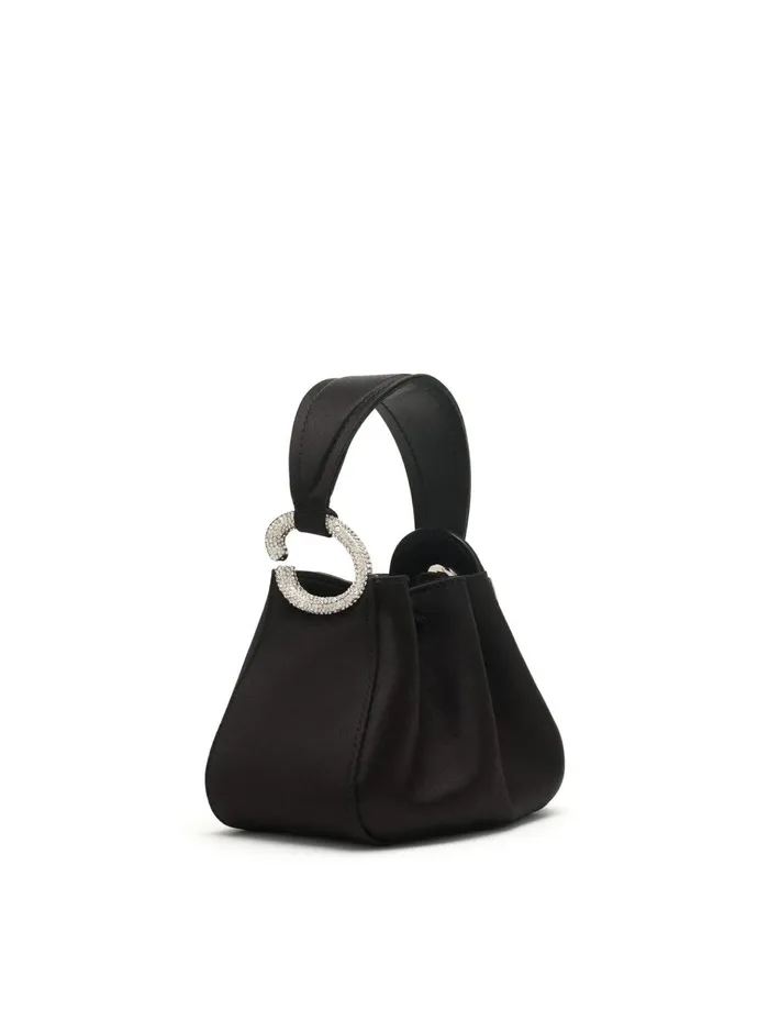 Women Handbags Oscar De La Renta Crystal Pav Nano O Handle Bag Black