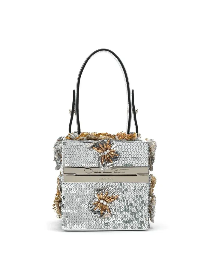 Women Handbags Oscar De La Renta Sequin Embroidered Alibi Cube Silver Women Handbags Oscar De La Renta Sequin Embroidered Alibi Cube Silver