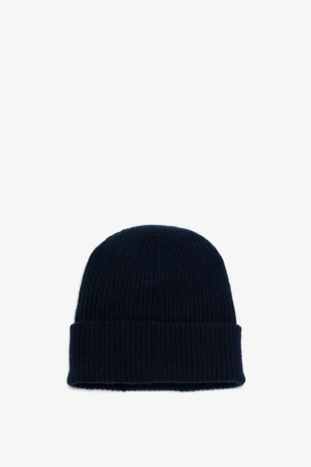 Women Hats and Scarves Victoria Beckham Logo Patch Beanie In Navy