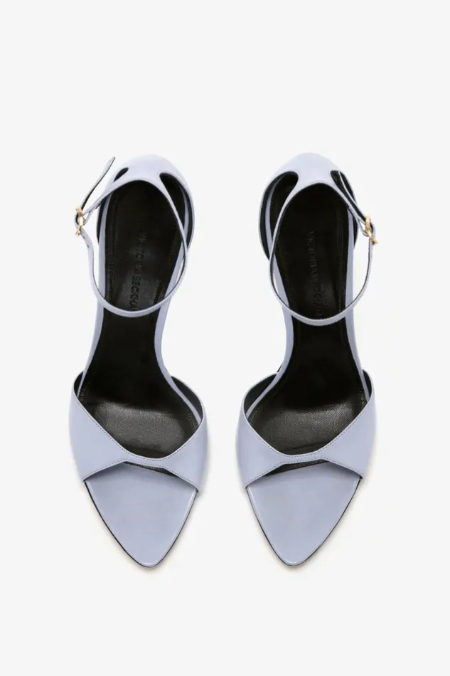 Women Heels Victoria Beckham Pointy Toe Stiletto Sandal In Lilac Leather