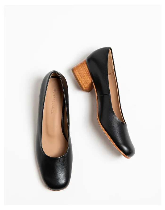 Women HUMA BLANCO Leather Luisa Pumps Coal Madewell Heels