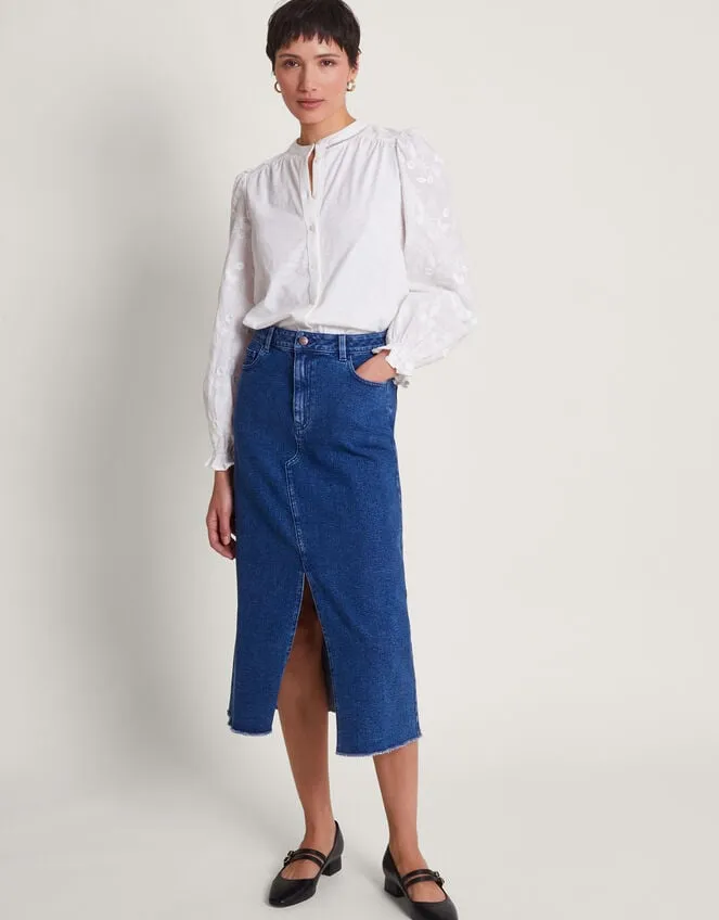 Women Indi Embroidered Sleeve Shirt Ivory Monsoon Tops and Blouses