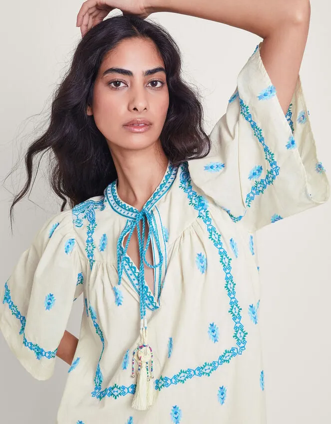 Women Jacinta Embroidered Kaftan White Monsoon Kaftans and Kimonos