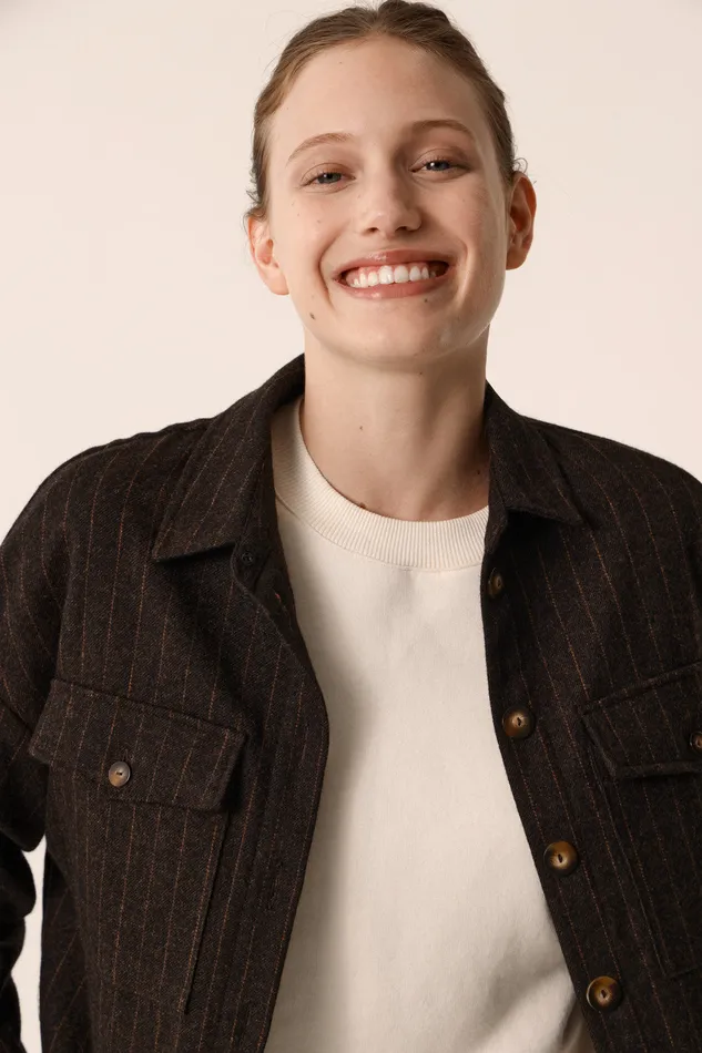 Women Jacket Sabina Asali Surchemise Laine Gris Fonc Des Petits Hauts Coats and Jackets