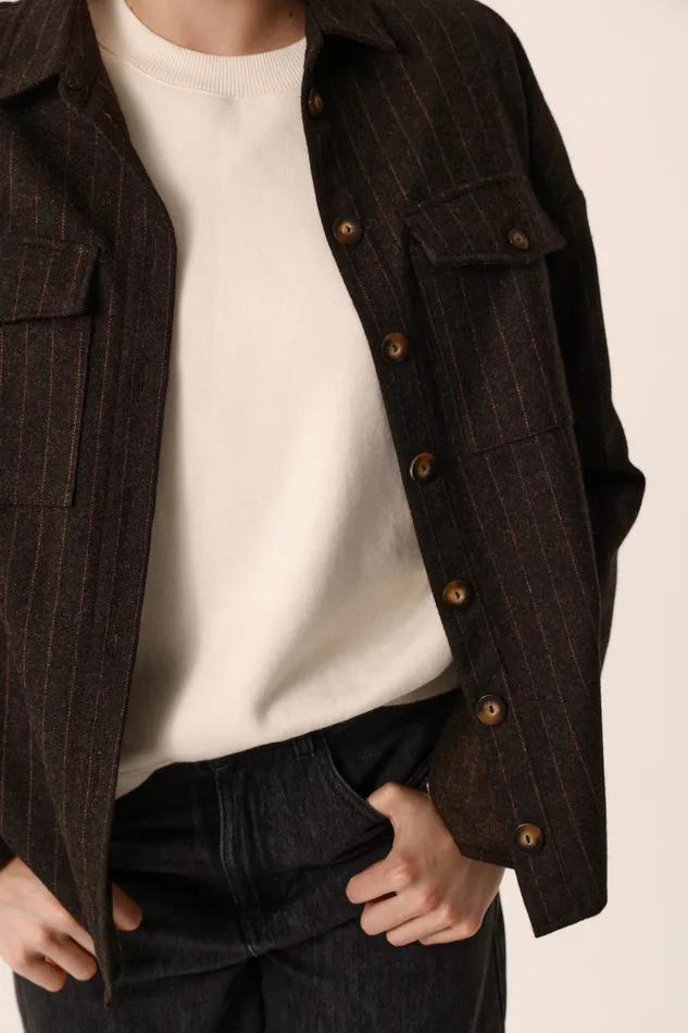 Women Jacket Sabina Asali Surchemise Laine Gris Fonc Des Petits Hauts Coats and Jackets