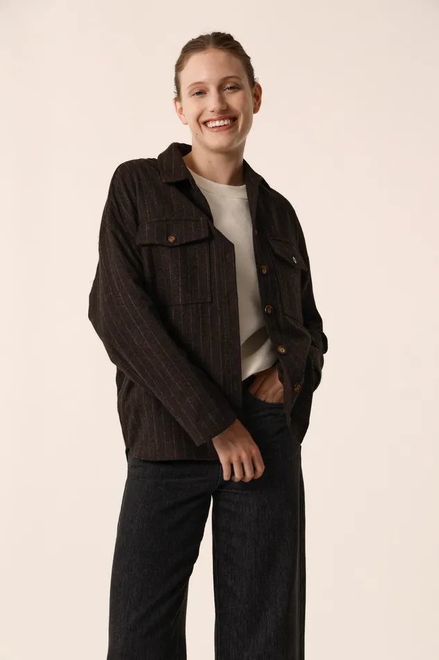 Women Jacket Sabina Asali Surchemise Laine Gris Fonc Des Petits Hauts Coats and Jackets