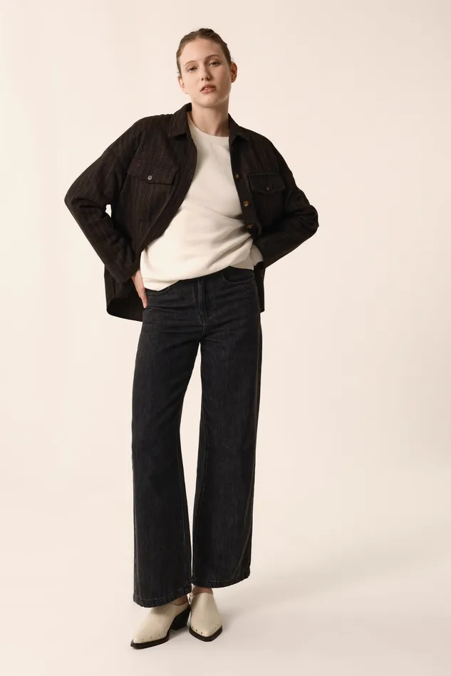 Women Jacket Sabina Asali Surchemise Laine Gris Fonc Des Petits Hauts Coats and Jackets