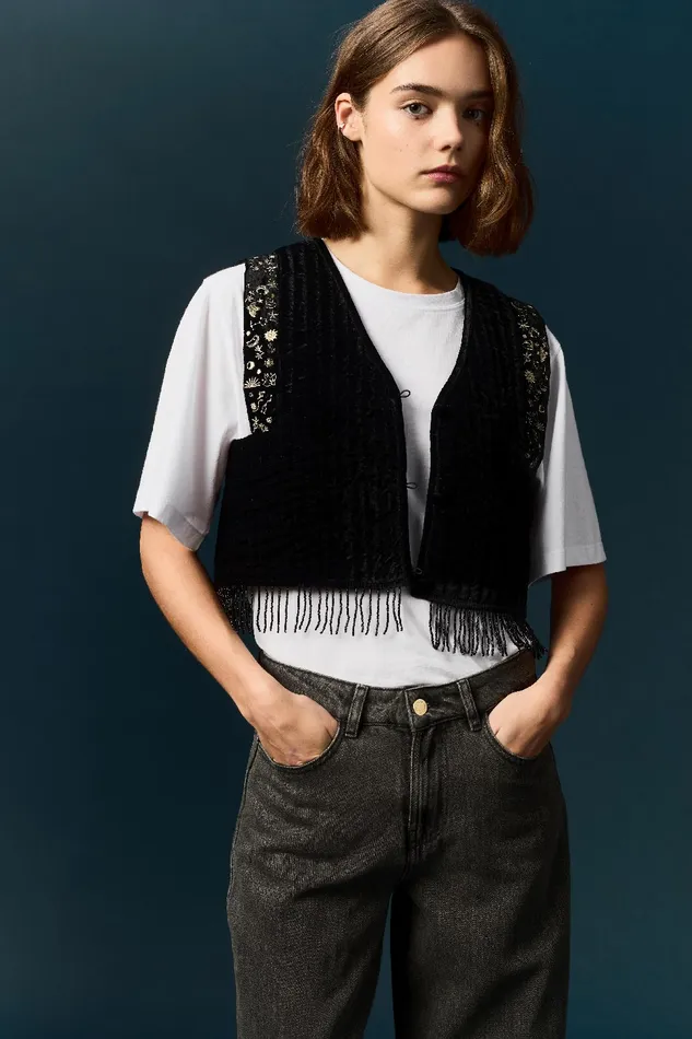 Women Jacket Taki Noir Veste Courte Sans Manches Matelasse Noire Des Petits Hauts Coats and Jackets