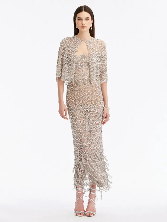 Women Jackets and Coats Oscar De La Renta Crystal Scallop Tulle Jacket Crystal Women Jackets and Coats Oscar De La Renta Crystal Scallop Tulle Jacket Crystal