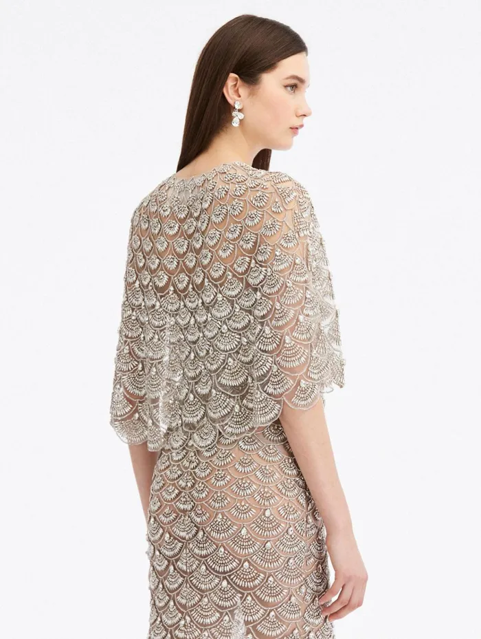 Women Jackets and Coats Oscar De La Renta Crystal Scallop Tulle Jacket Crystal Women Jackets and Coats Oscar De La Renta Crystal Scallop Tulle Jacket Crystal