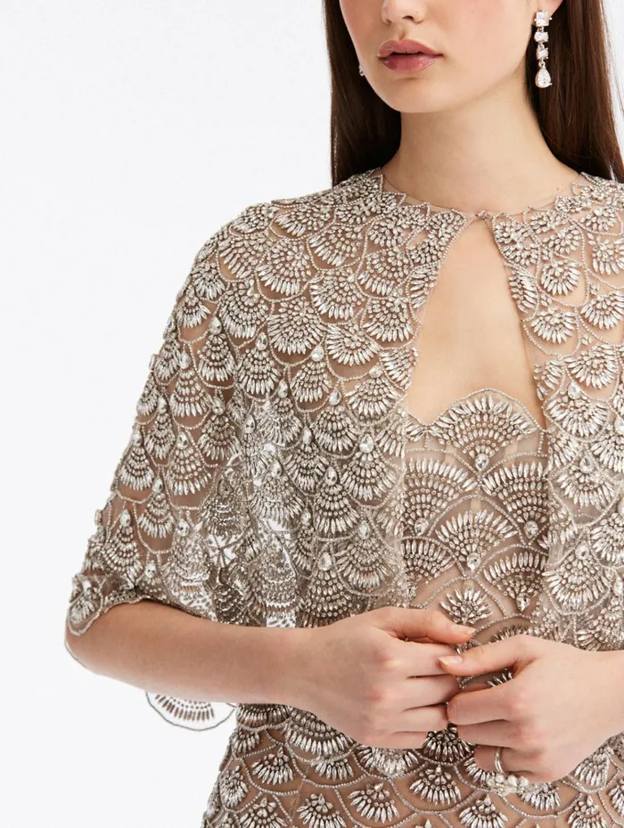 Women Jackets and Coats Oscar De La Renta Crystal Scallop Tulle Jacket Crystal Women Jackets and Coats Oscar De La Renta Crystal Scallop Tulle Jacket Crystal