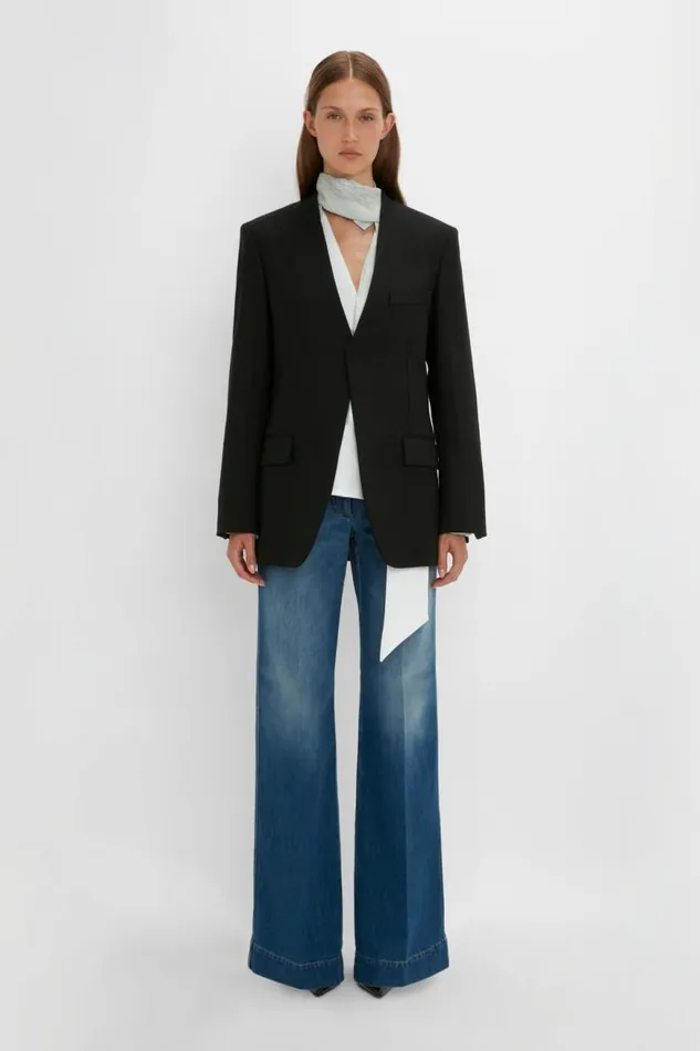 Women Jackets and Coats Victoria Beckham Hidden Lapel Single Breasted Jacket In Black