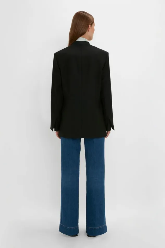 Women Jackets and Coats Victoria Beckham Hidden Lapel Single Breasted Jacket In Black