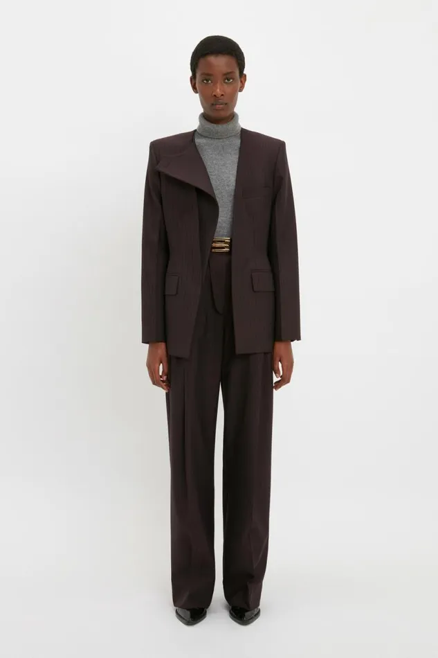 Women Jackets and Coats Victoria Beckham Wrap Front Jacket In Blackberry Azure
