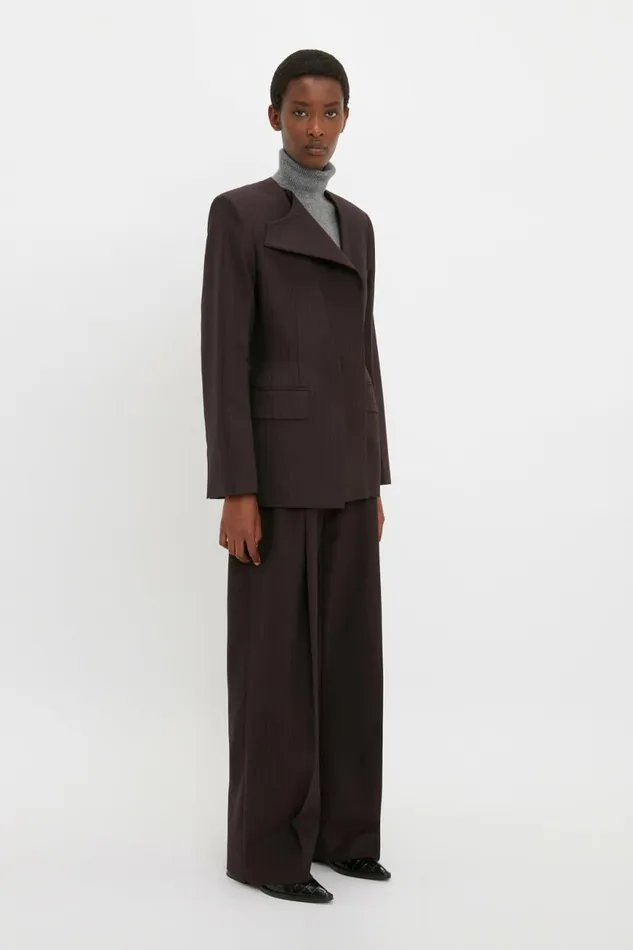 Women Jackets and Coats Victoria Beckham Wrap Front Jacket In Blackberry Azure