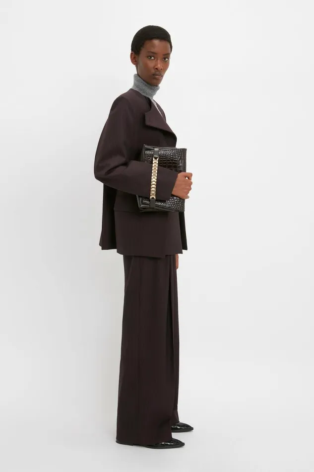 Women Jackets and Coats Victoria Beckham Wrap Front Jacket In Blackberry Azure