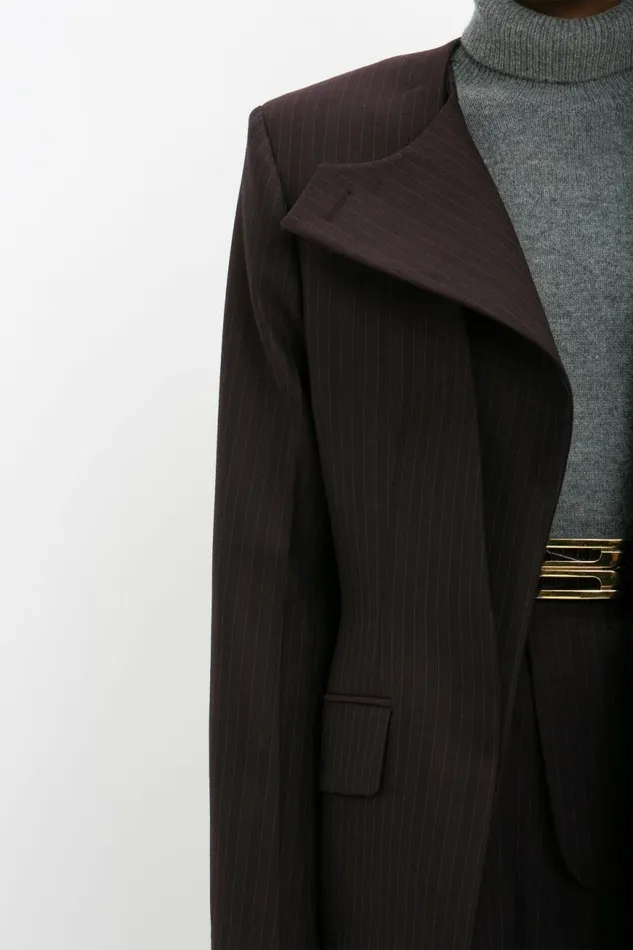 Women Jackets and Coats Victoria Beckham Wrap Front Jacket In Blackberry Azure