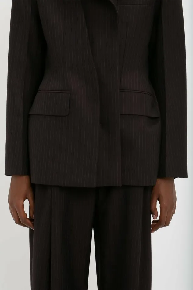 Women Jackets and Coats Victoria Beckham Wrap Front Jacket In Blackberry Azure