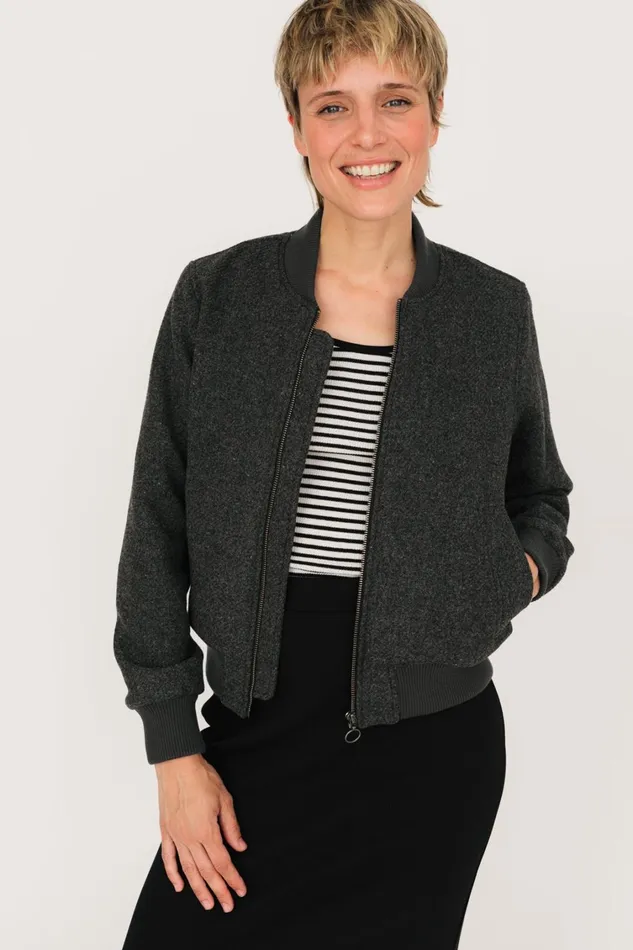 Women Jackets Women 8211 Nancowry 8211 Grey Melange TWOTHIRDS Jackets