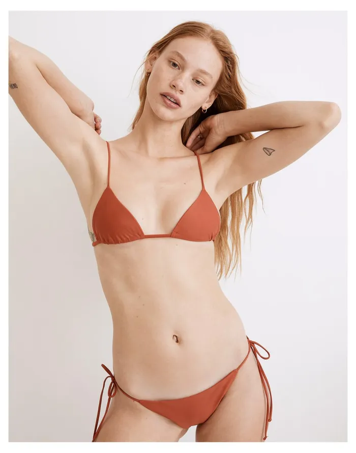 Women Jade Swim Via String Bikini Top Terracotta Madewell Swim