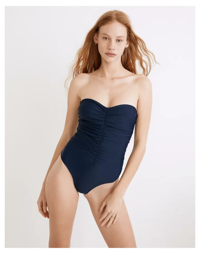 Women Jade Swim Yara Strapless One Piece Swimsuit Navy Madewell Swim