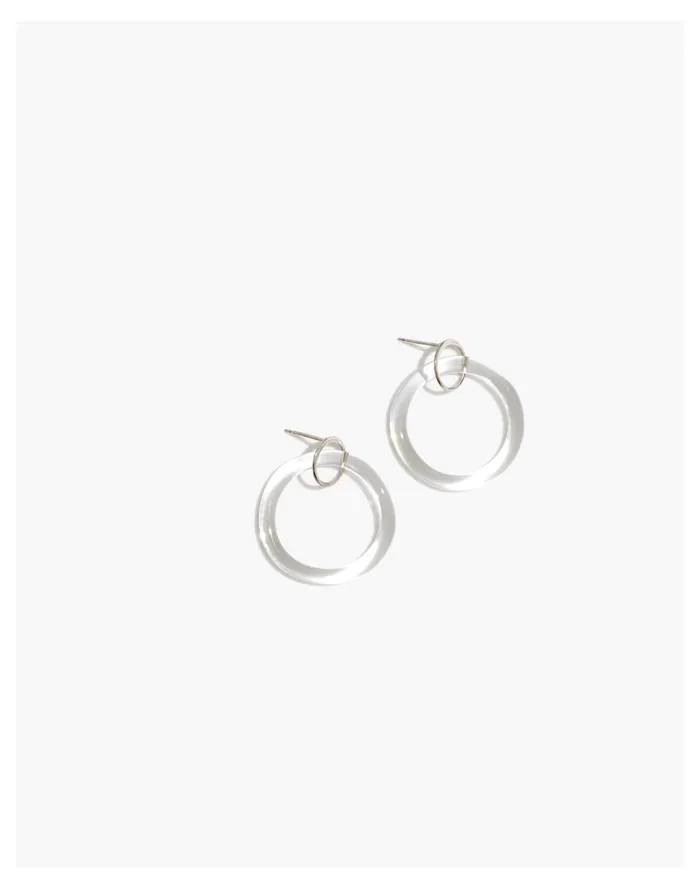 Women Jane DArensbourg Small Circle Clear Glass Hoop Earrings One Color Madewell Earrings