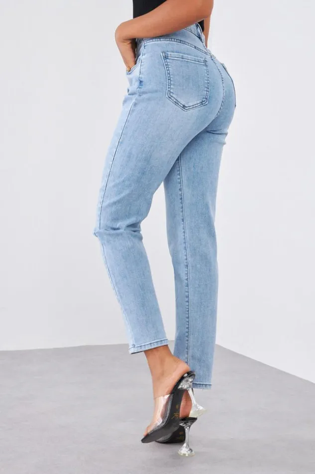 Women Jeans Bleu Us Coupe Large Blue Brentiny Paris Jeans