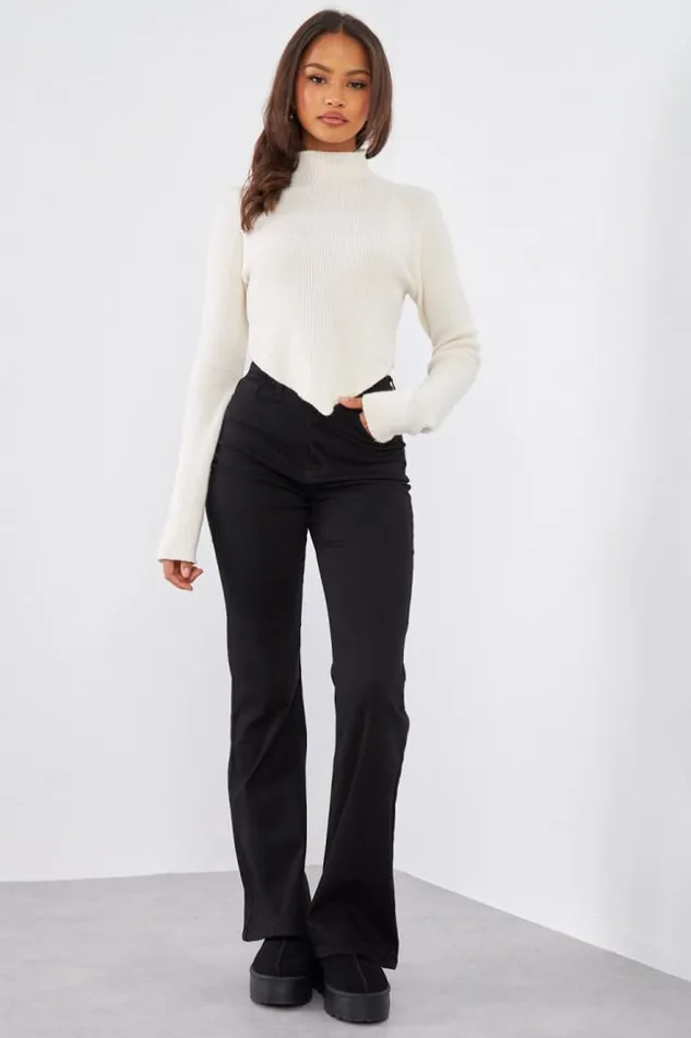 Women Jeans Skinny Flare Noir Black Brentiny Paris Jeans