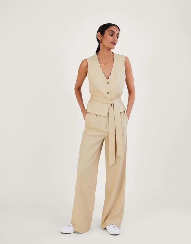 Women Jenny Trousers In Linen Blend Natural Monsoon Linen