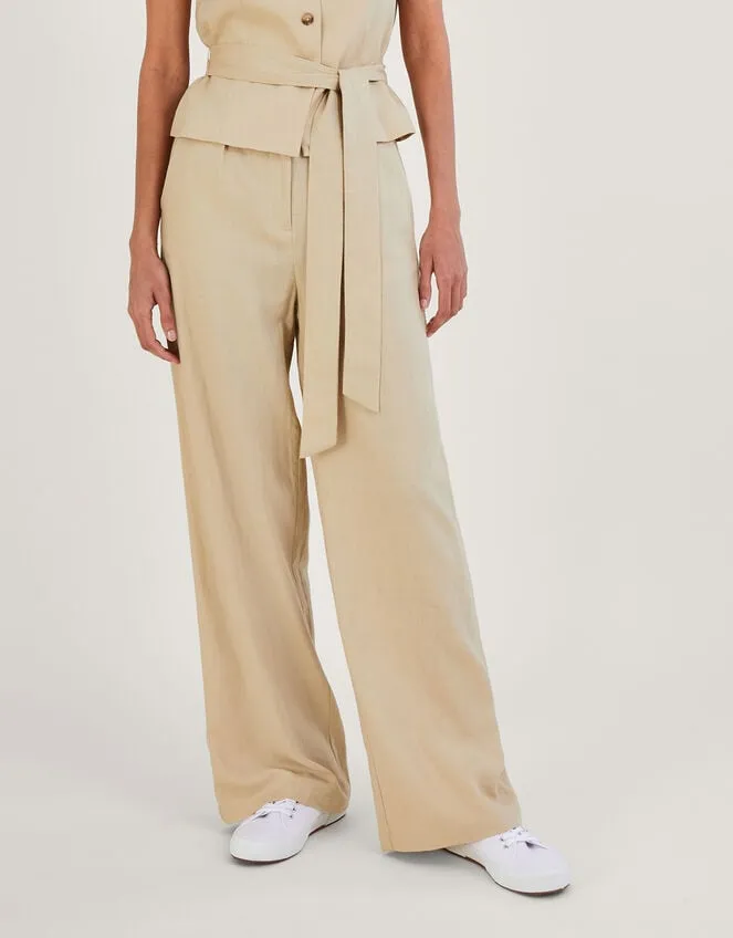 Women Jenny Trousers In Linen Blend Natural Monsoon Linen