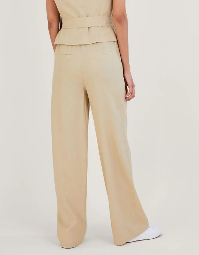 Women Jenny Trousers In Linen Blend Natural Monsoon Linen