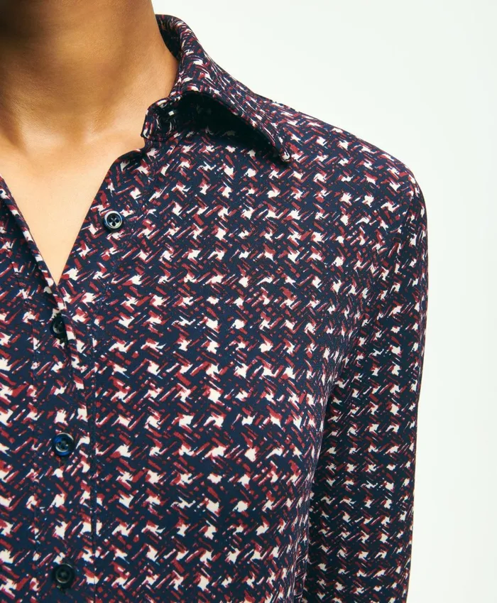 Women Jersey Belted Plaid Print Dress Navy Multi Brooks Brothers Dresses