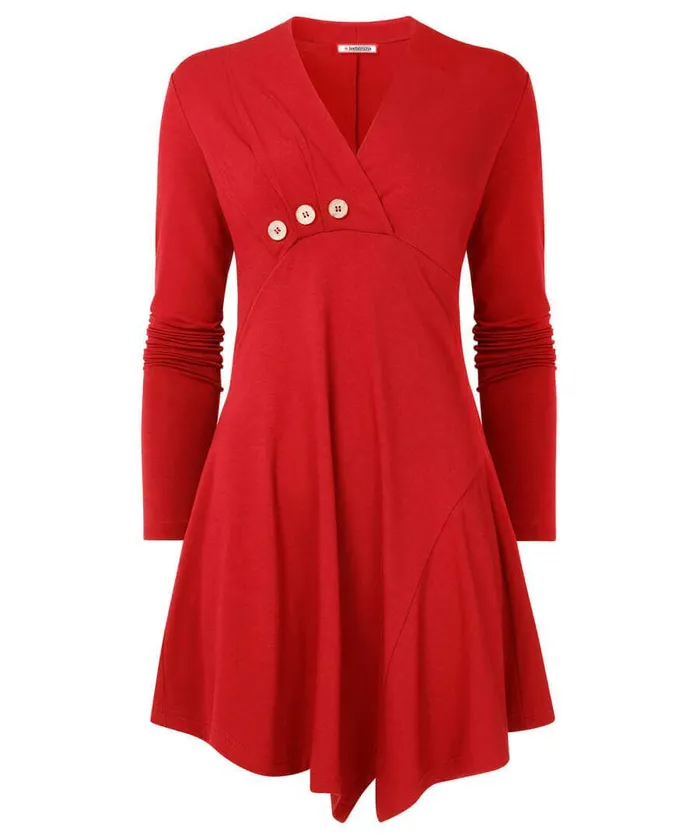 Women Joe Browns Button Detail Tunic Top Cobaltredblack