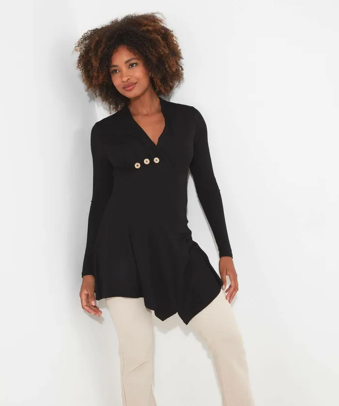 Women Joe Browns Button Detail Tunic Top Cobaltredblack