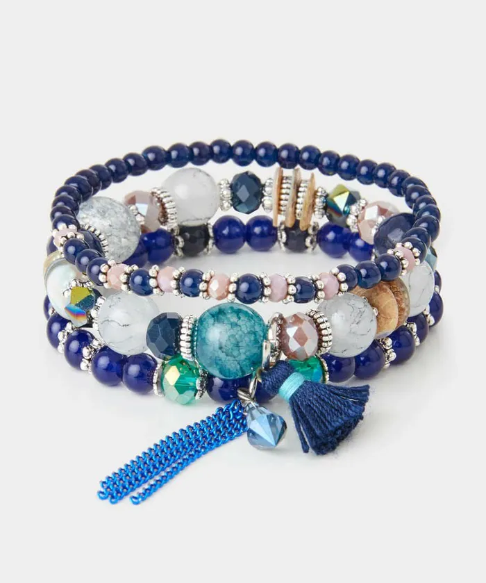 Women Joe Browns Crete 3 Pack Stretch Bracelets Blue Multi