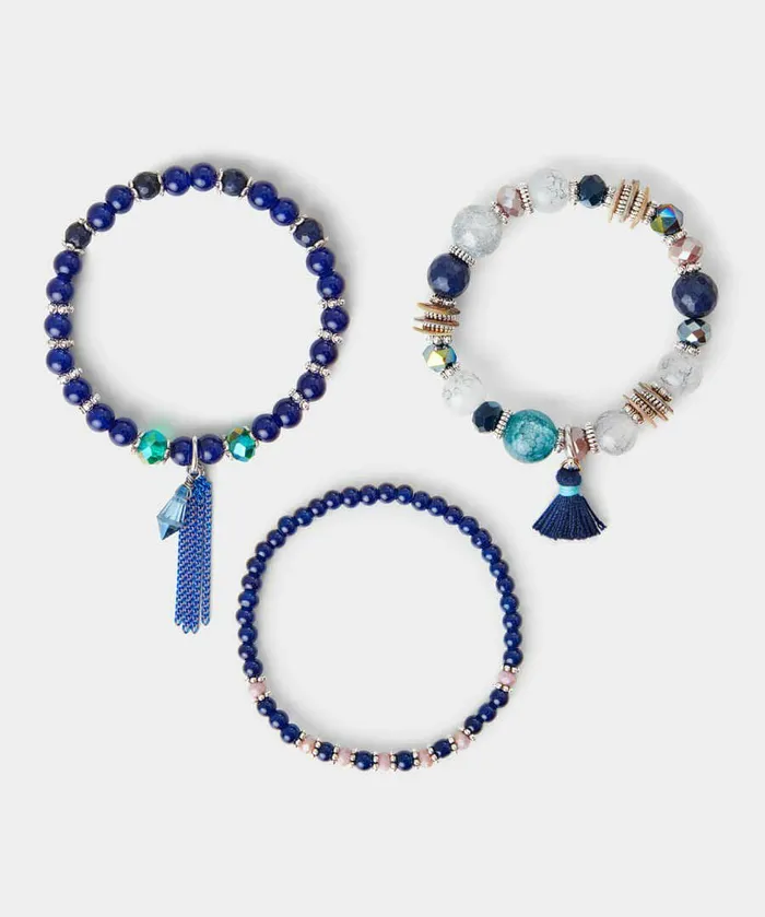 Women Joe Browns Crete 3 Pack Stretch Bracelets Blue Multi