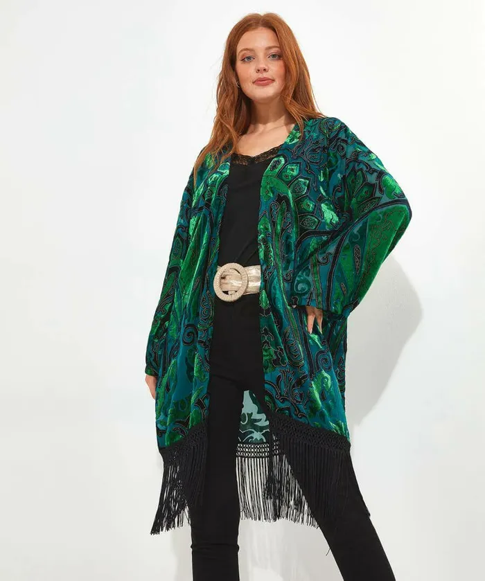 Women Joe Browns Distinctly Deco Devore Kimono Bluegreen