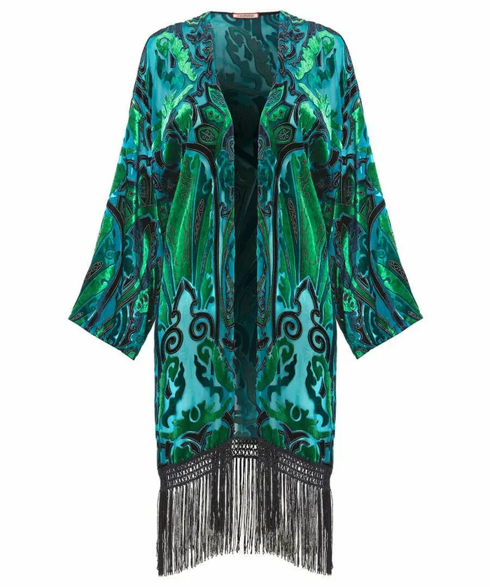Women Joe Browns Distinctly Deco Devore Kimono Bluegreen Women Joe Browns Distinctly Deco Devore Kimono Bluegreen