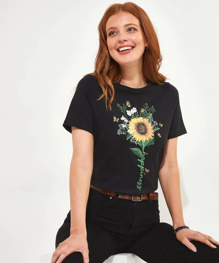 Women Joe Browns Happiness Graphic Tee Black
