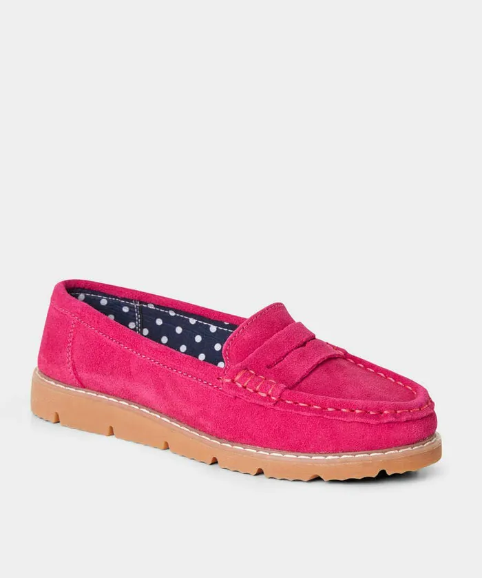 Women Joe Browns Palma Harbour Suede Loafers Hot Pink Women Joe Browns Palma Harbour Suede Loafers Hot Pink