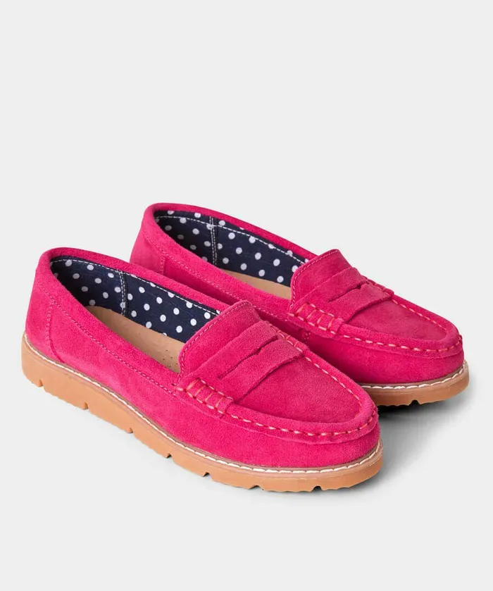 Women Joe Browns Palma Harbour Suede Loafers Hot Pink Women Joe Browns Palma Harbour Suede Loafers Hot Pink