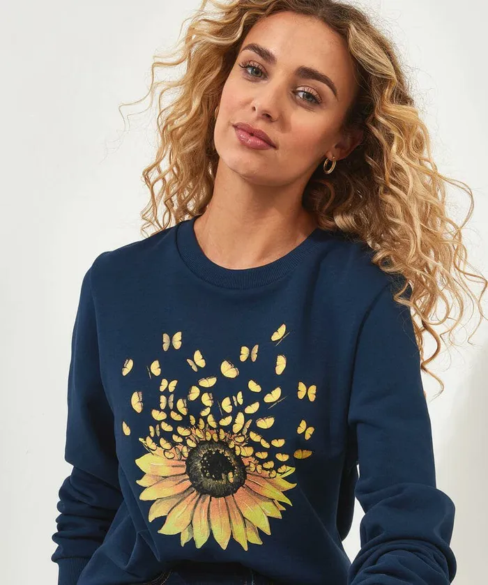 Women Joe Browns Scattered Sunflower Graphic Sweat Navy Women Joe Browns Scattered Sunflower Graphic Sweat Navy