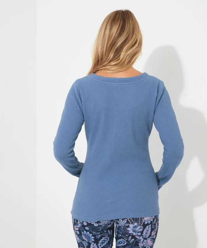 Women Joe Browns Sloe Joes Waffle Henley Blue Women Joe Browns Sloe Joes Waffle Henley Blue