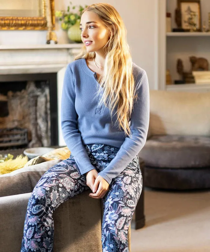 Women Joe Browns Sloe Joes Waffle Henley Blue Women Joe Browns Sloe Joes Waffle Henley Blue